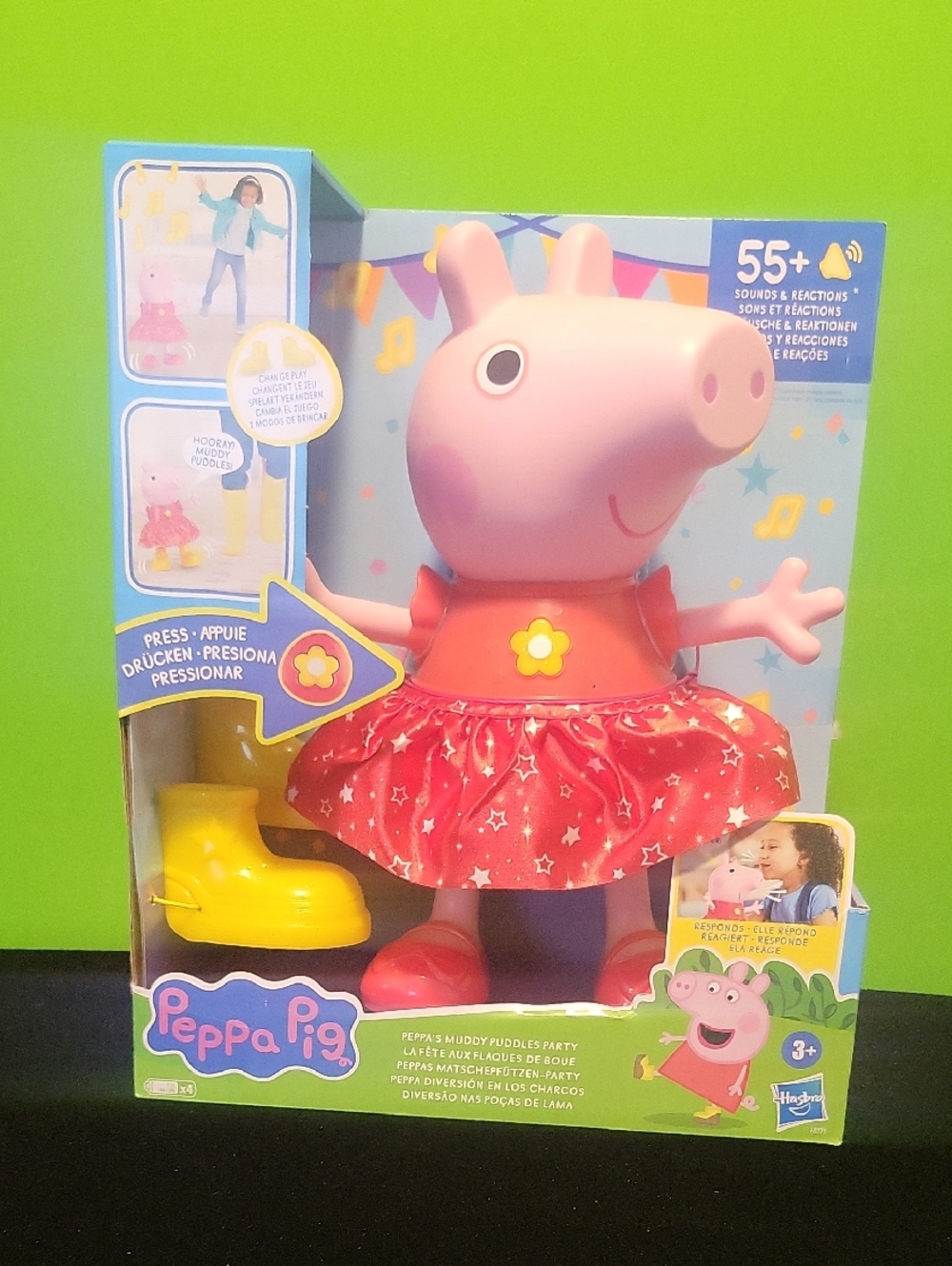 Hasbro Peppa Pig Pink Figure with Red Star Skirt and Yellow Boots